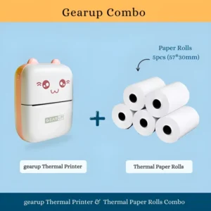 GearUP Thermal Printer & Thermal Paper Rolls Combo – Pink Color